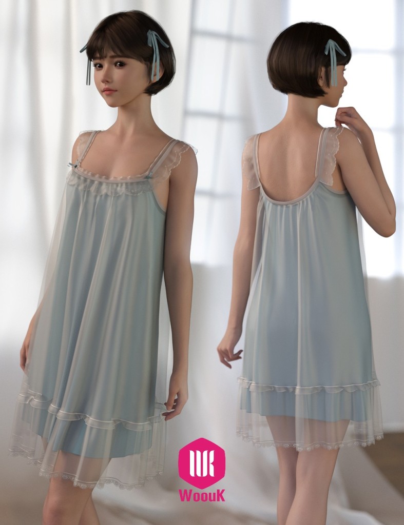 dForce WUK Suspender Lace Nightdress for Genesis 8 and 8.1 Female