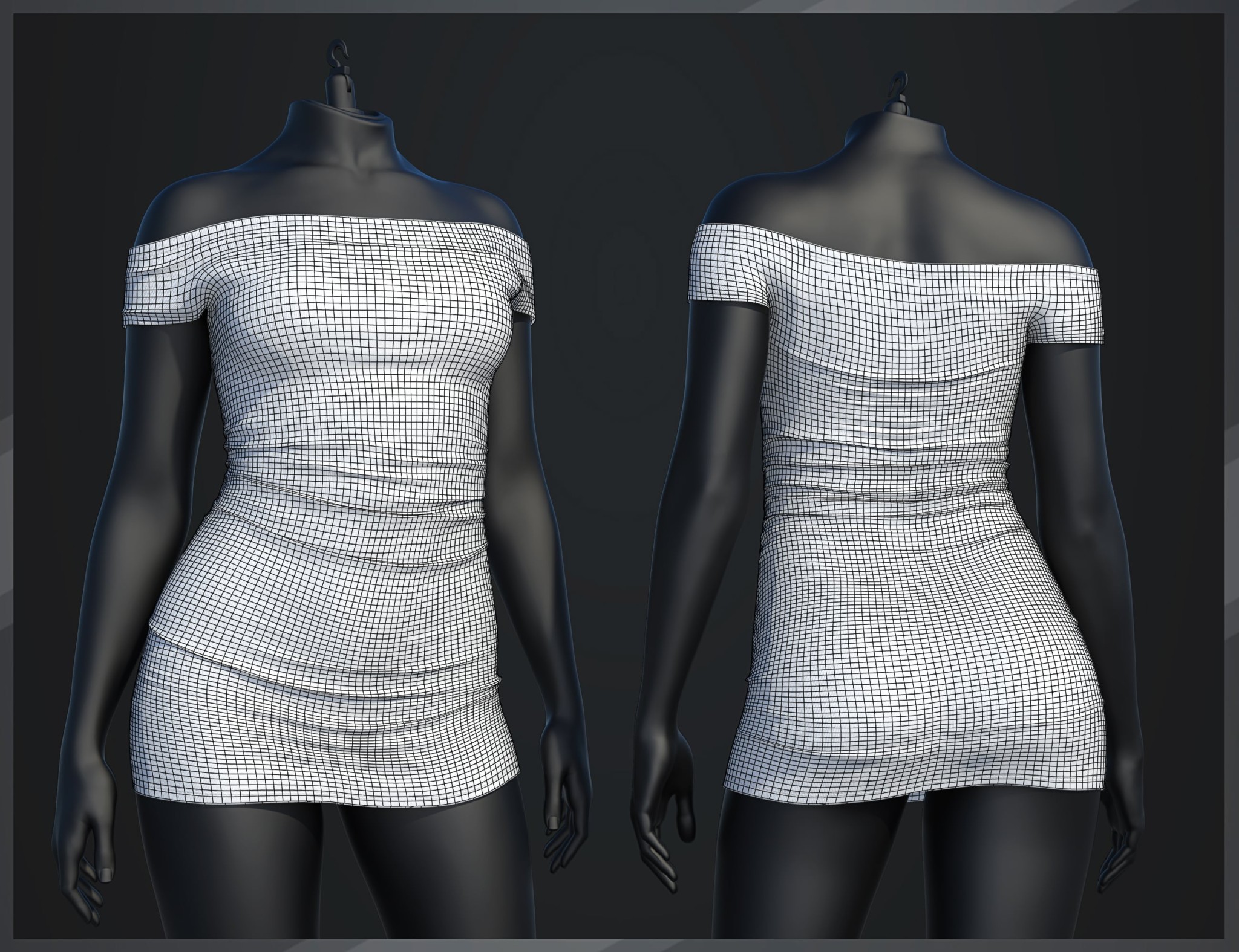 dForce SU Off Shoulder Dress for Genesis 9, 8.1, and 8 Female