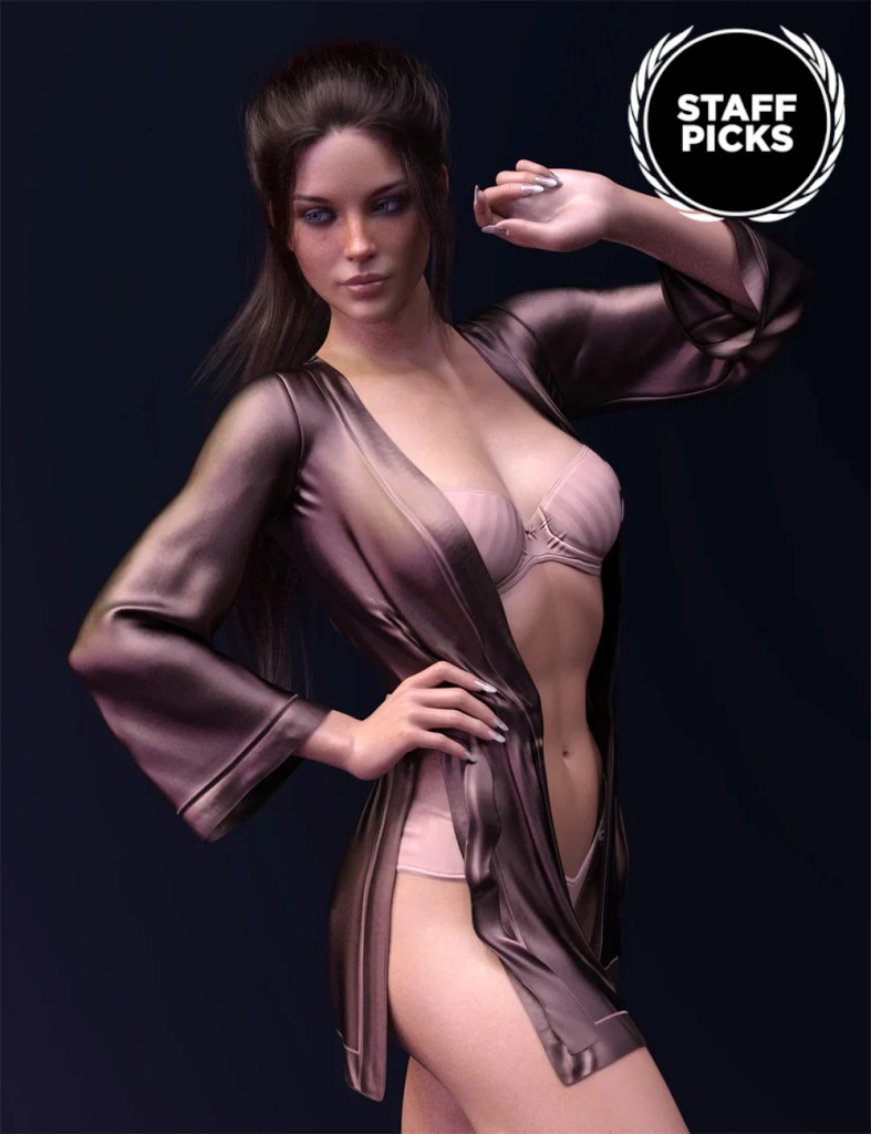 dForce X-Fashion Kimono Lingerie Set for Genesis 8 Females