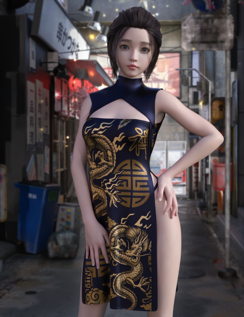 AH dForce Asako Asian Outfit for Genesis 9, 8 and 8.1 Female