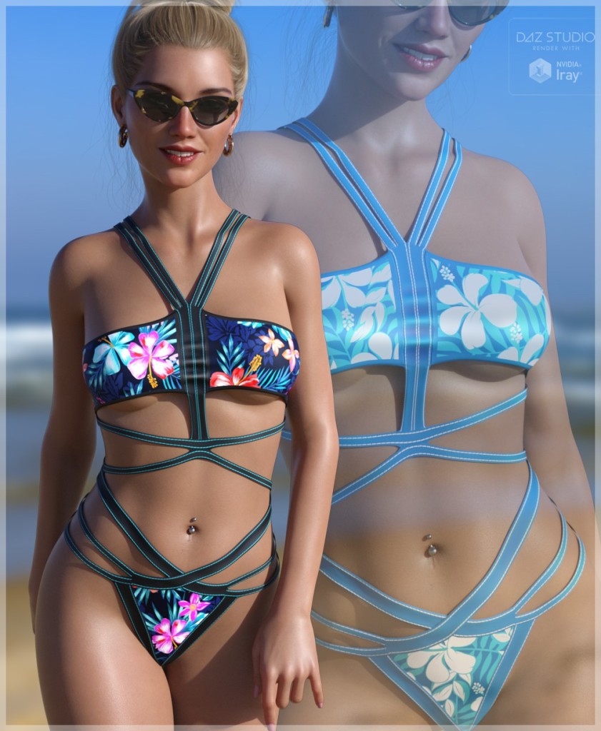 SWIM Couture Textures for dForce Little Strappy Suit