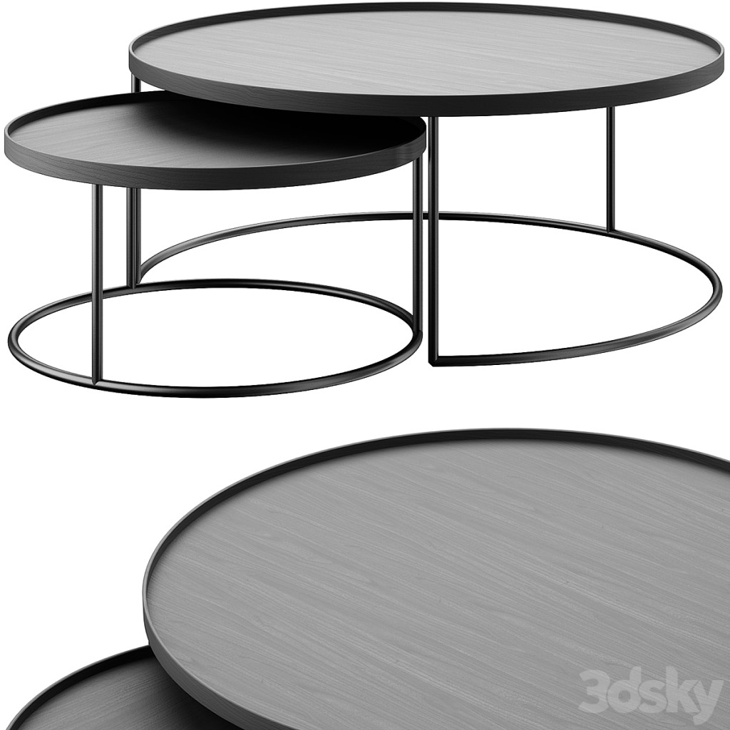 Set of round coffee tables TRAY TABLES FROM ETHNICRAFT