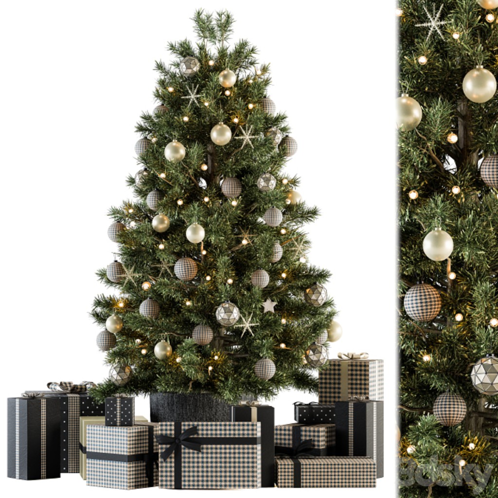 Christmas Decoration 13 - Christmas Brown and Green Tree with Gift