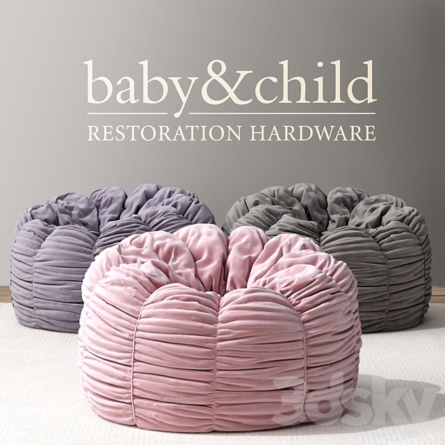 RH / WASHED VELVET RUCHED BEAN BAG