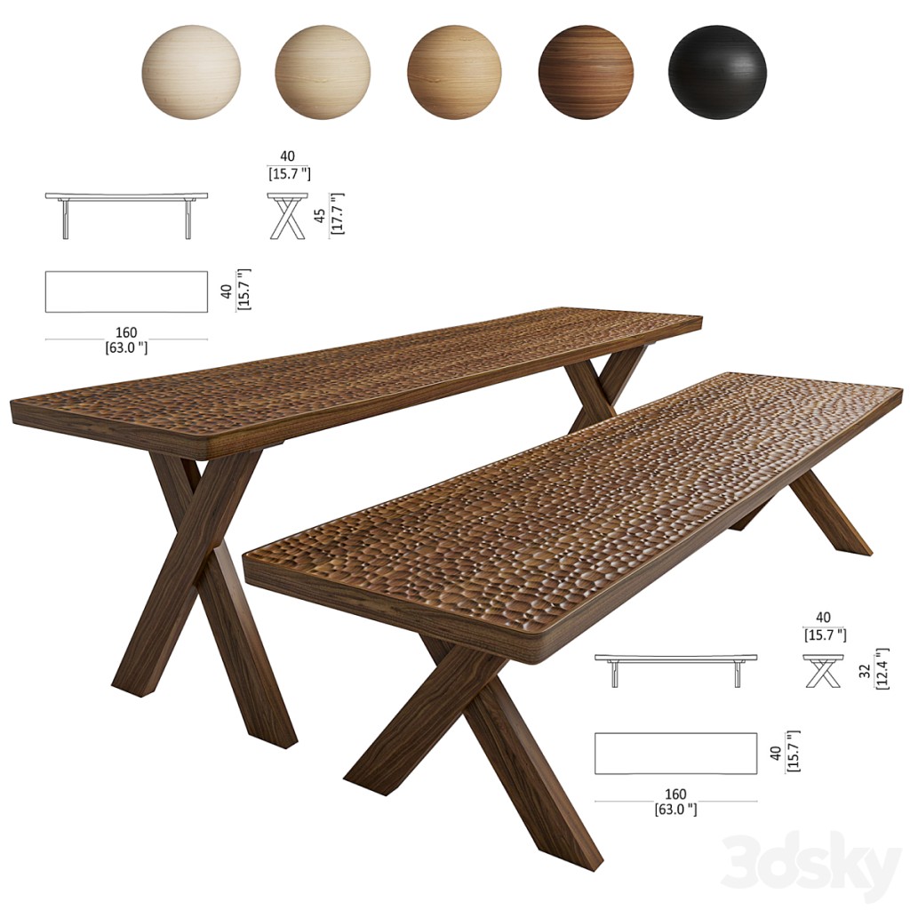 Bench Zanat Touch 160cm Wooden legs