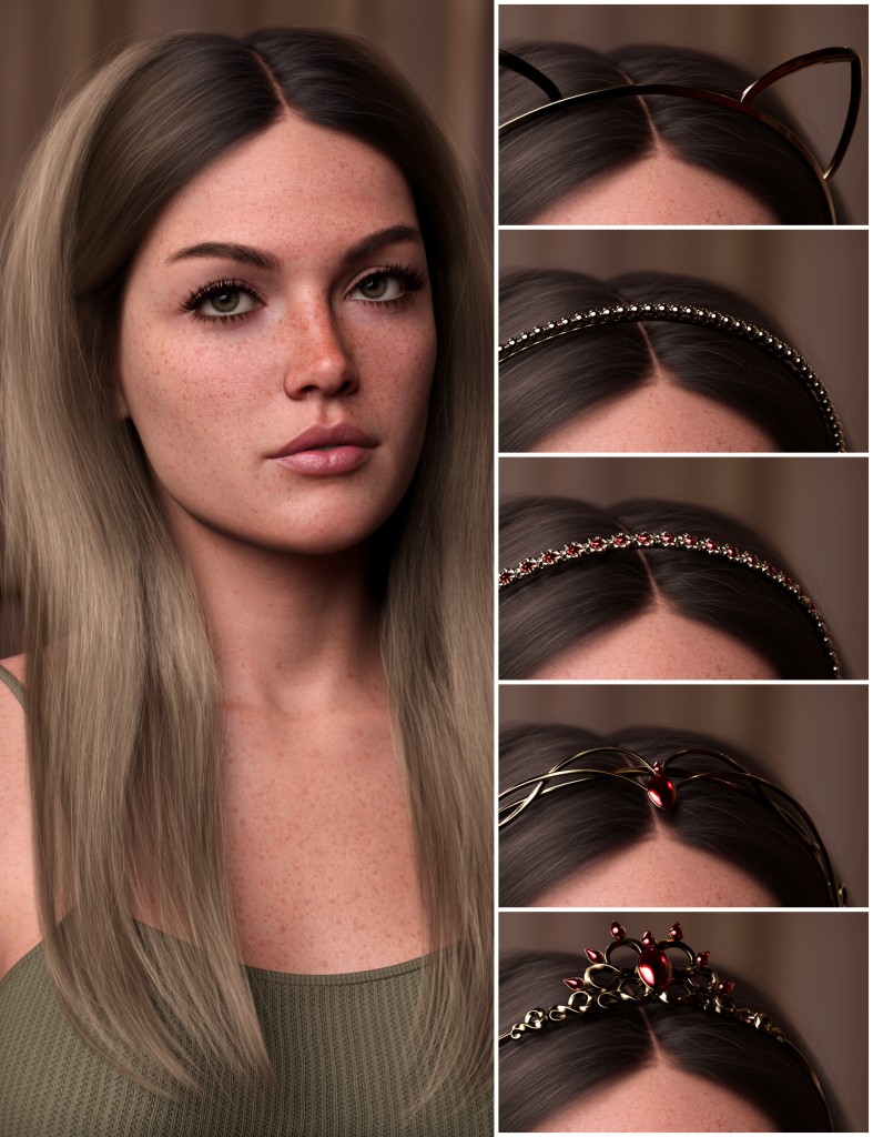 Face Free Long Style and Headbands Bundle for Genesis 9
