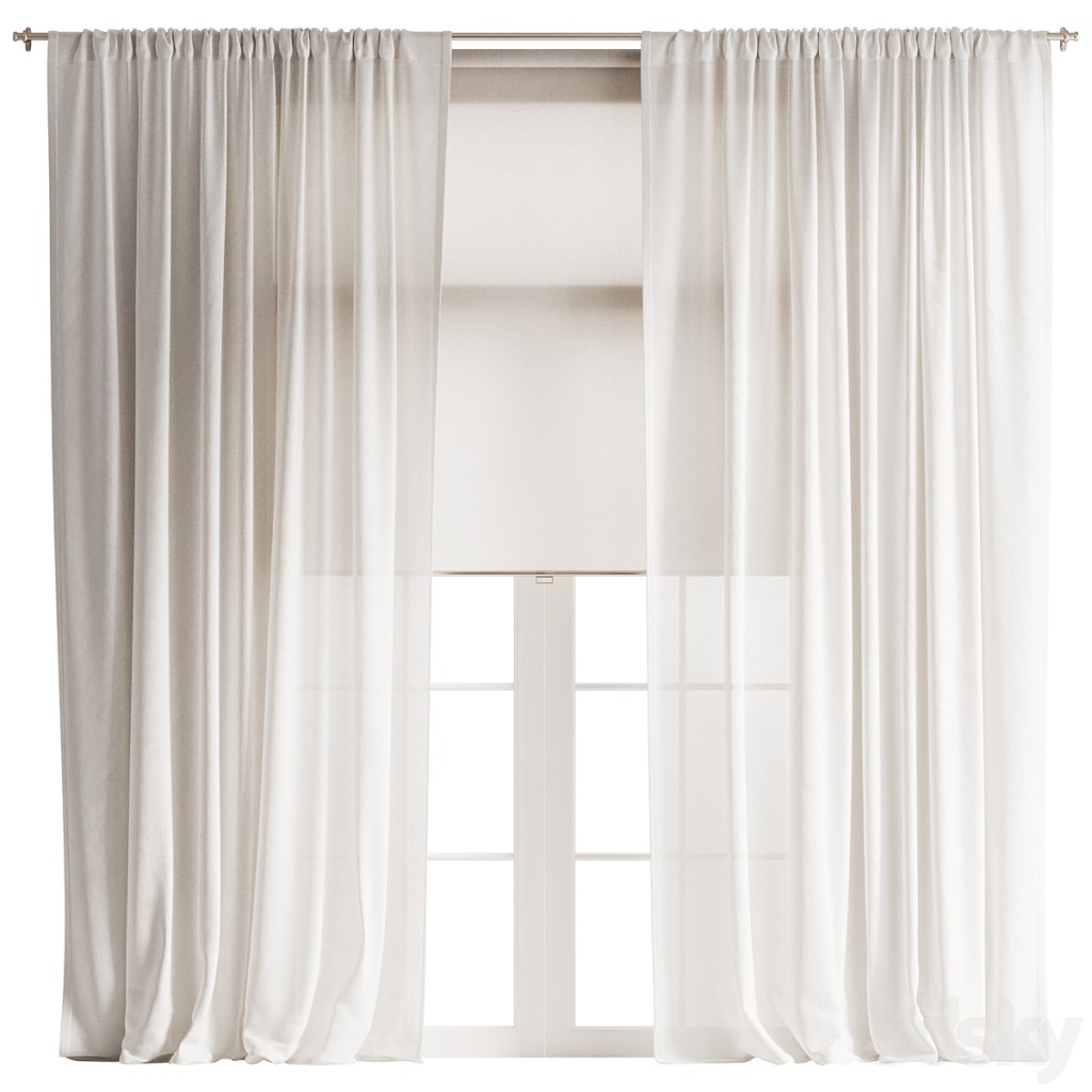 Tulle Curtains with Roller Blind