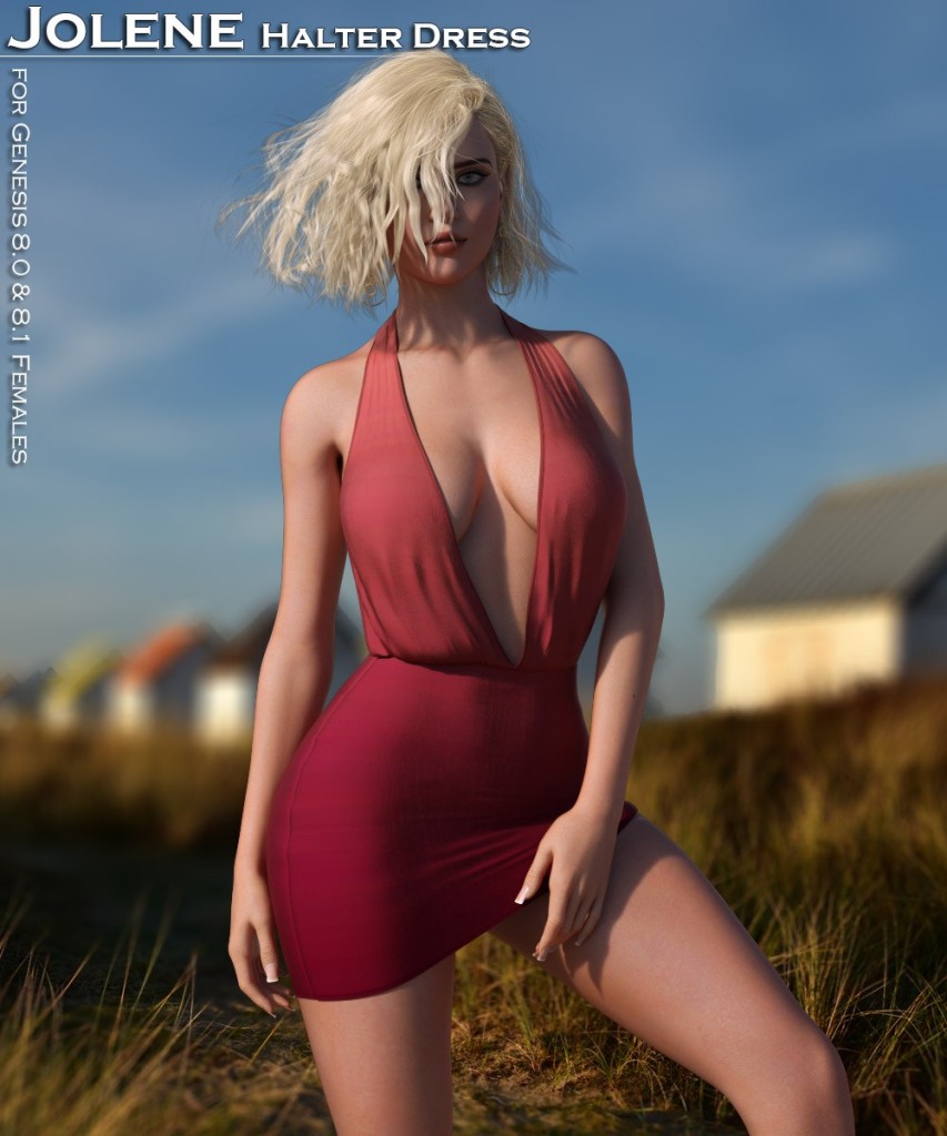 Jolene Halter Dress for Genesis 8.0/8.1 Females