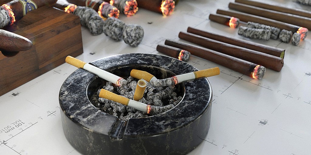 Cigars Cigarettes Joints Blunts and Ashtrays 3D AssetKit Blender
