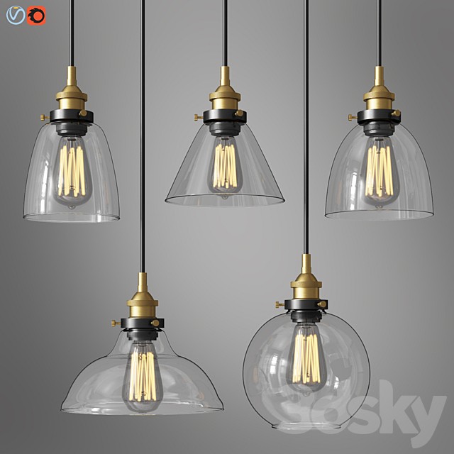 Modern Industrial Brushed Steel Pendant Light Set