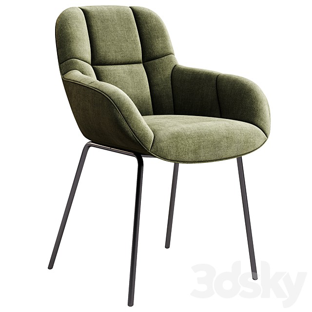 Set of 2 - Danilo Fabric Dining Chair - Pine Green