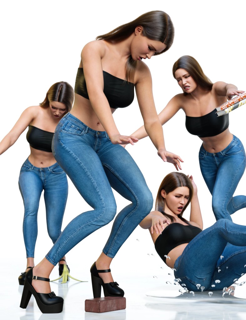 Z Pose Library Falling and Slipping Mega Set for Genesis 9 and 8 Female