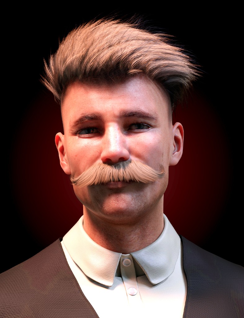 M3D Chuck Hair and Mustache for Genesis 8 and 8.1 Males