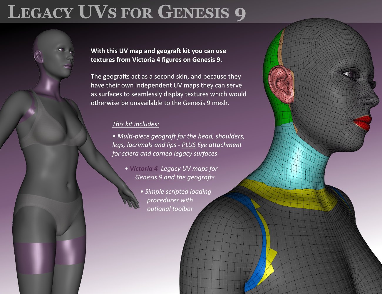 Legacy UVs for Genesis 9: Classic Edition - Victoria 4
