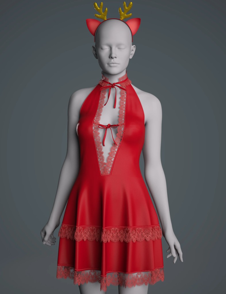 dForce GN Christmas Dress​ for Genesis 9, 8.1, and 8 Female