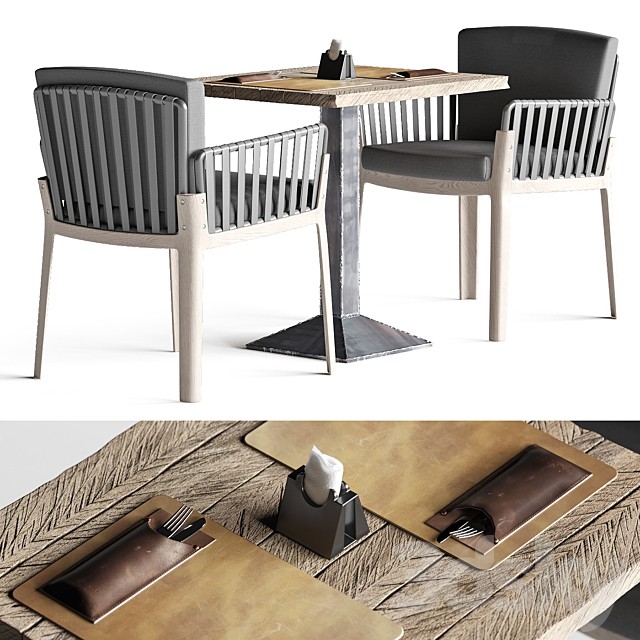 Miami chair, welded table and table setting