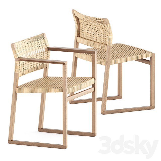 BM62 Armchair and BM61 Chair Cane Wicker by Fredericia Furniture