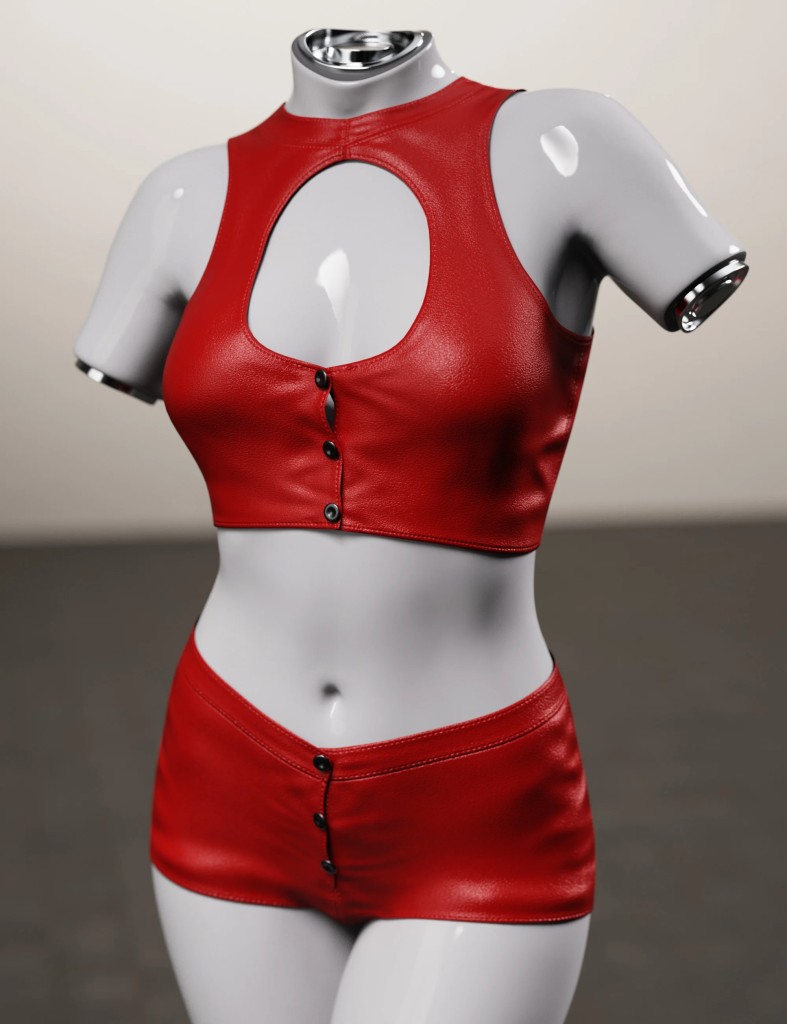 Buttoned Crop Top and Pants for Genesis 9