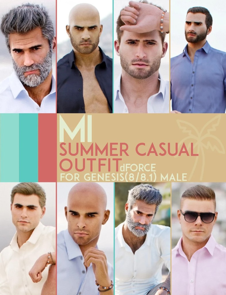 DForce MI Summer Casual Outfit For Genesis 8 And 8.1 Males