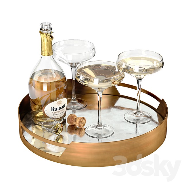 CB2 Marcella Brass Antique Mirror Tray Set