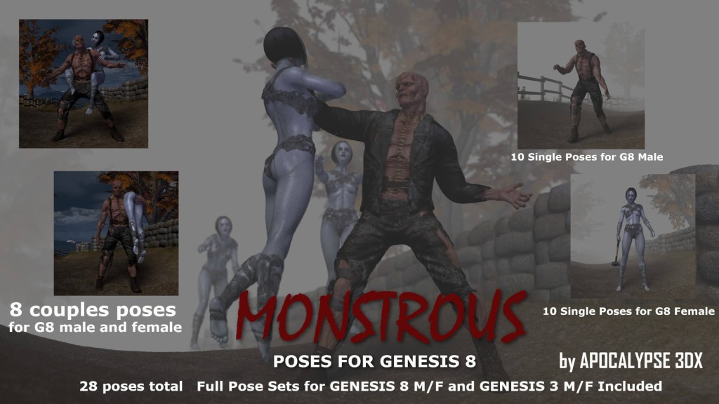 Monstrous Poses for Genesis 8 Male & Female