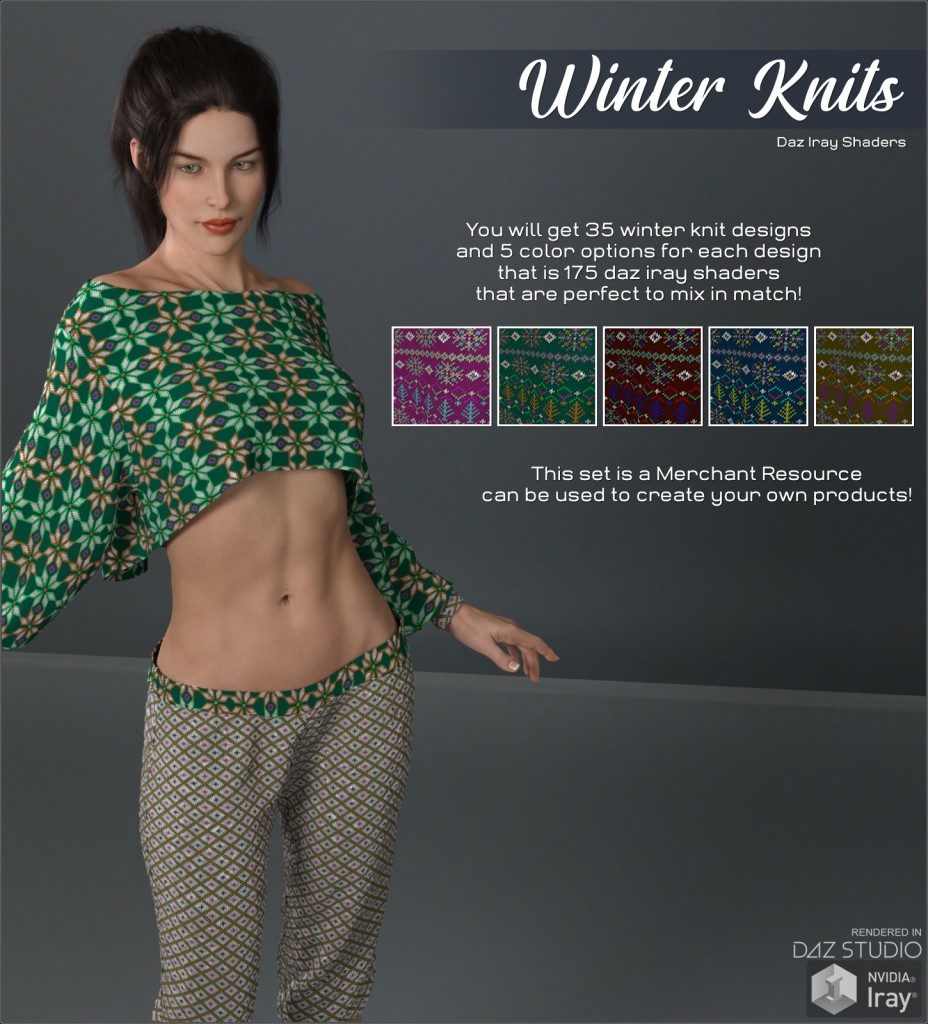 Daz Iray - Winter Knits 2D Graphics 3D Figure Assets Merchant Resources Atenais