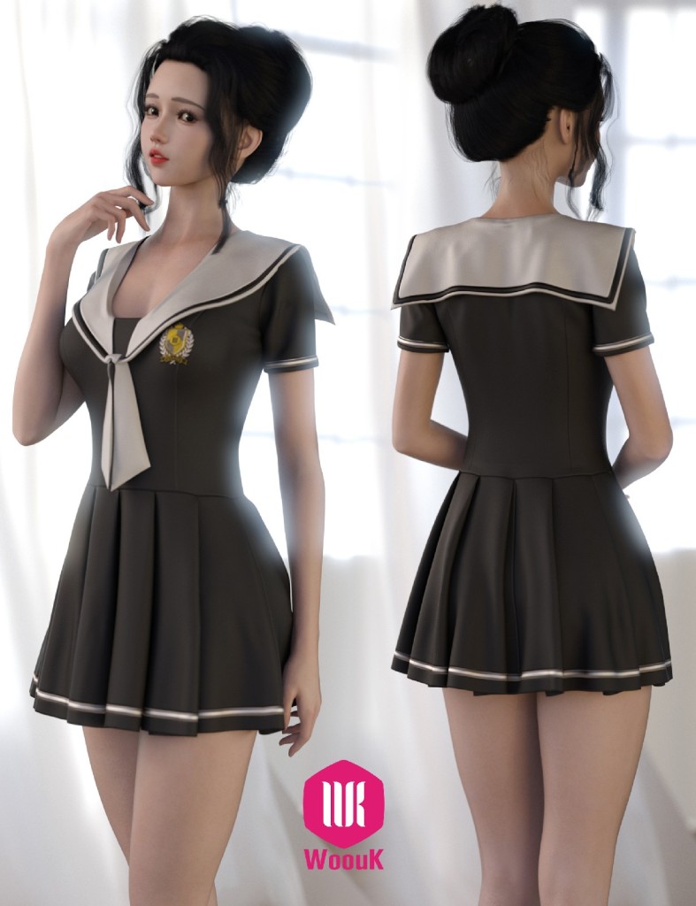 dForce WUK JK Style Short Sleeve Dress for Genesis 8 and 8.1 Female