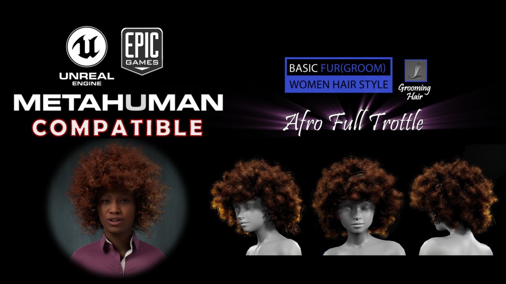 Afro Full Throttle Grooming Real-Time Hairstyle UE5.1