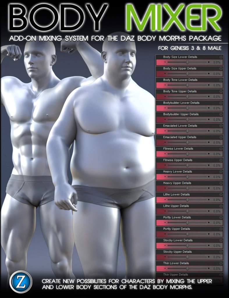 Body Mixer Bundle for Genesis 3 and 8 Male and Female