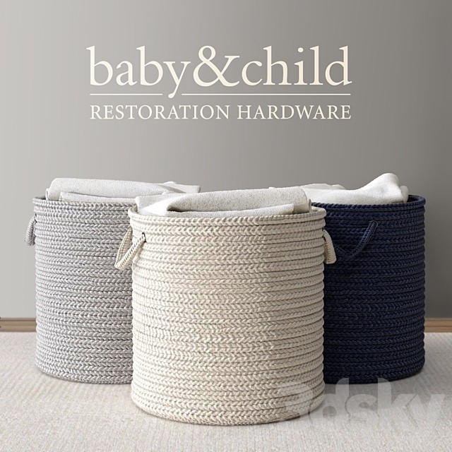 RH / BRAIDED WOOL HAMPER