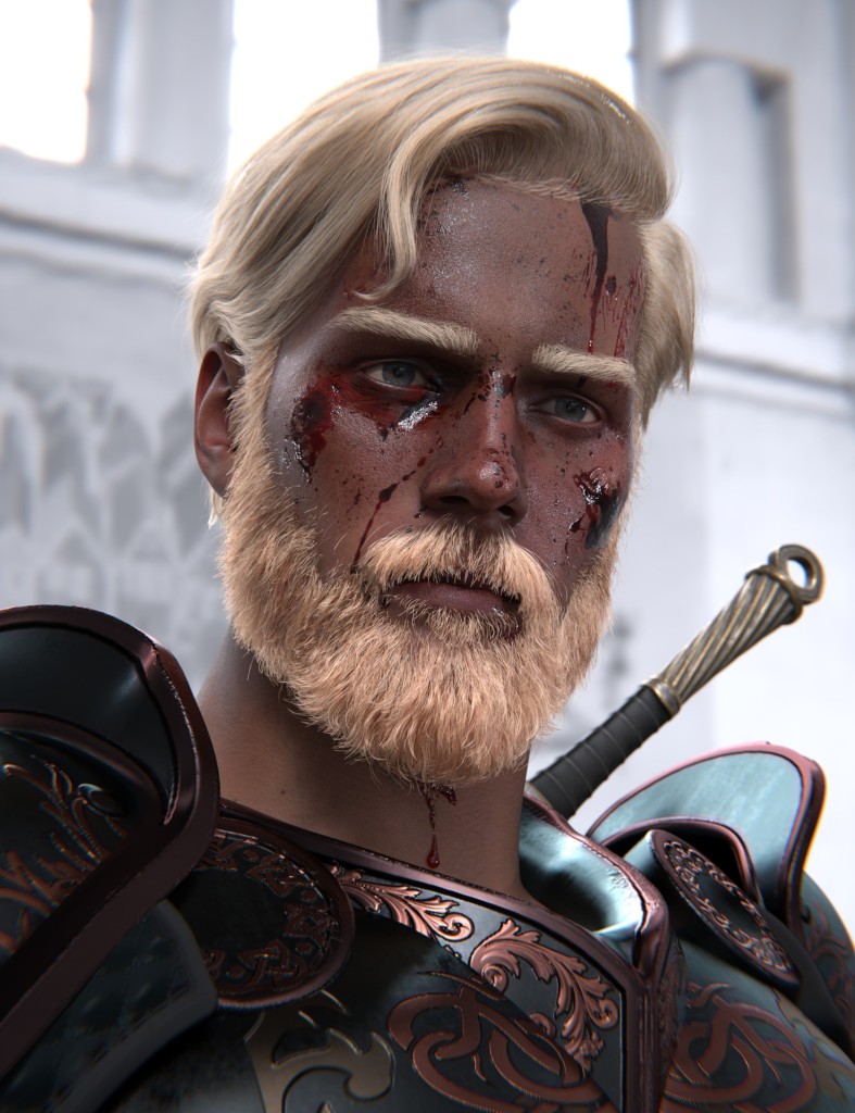 dForce AK Knight Hair for Genesis 9, 8, and 8.1 Mal