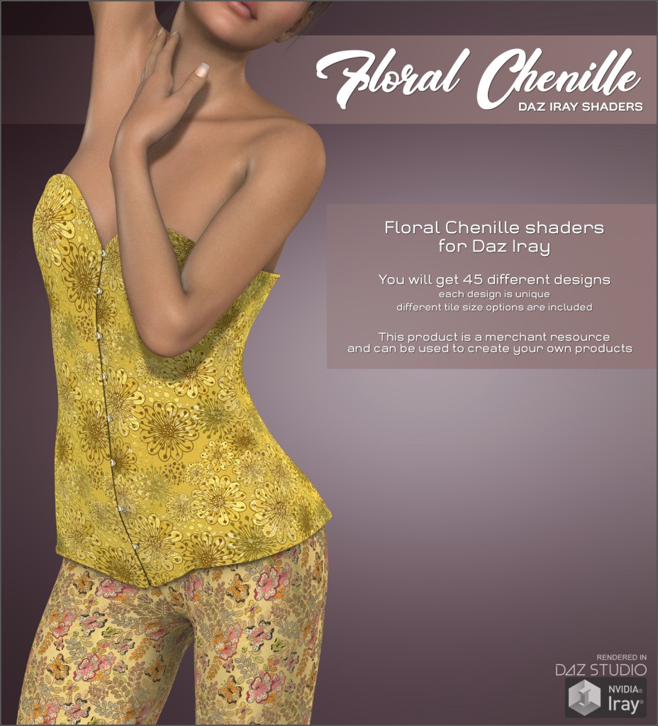 Daz Iray - Floral Chenille 2D Graphics Merchant Resources Atenais