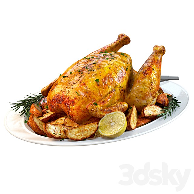 Food Set 01 / Roasted Chicken with Potatoes and Rosemary