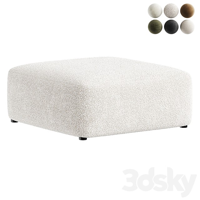 Zia Ottoman in Ivory Sherpa Fabric