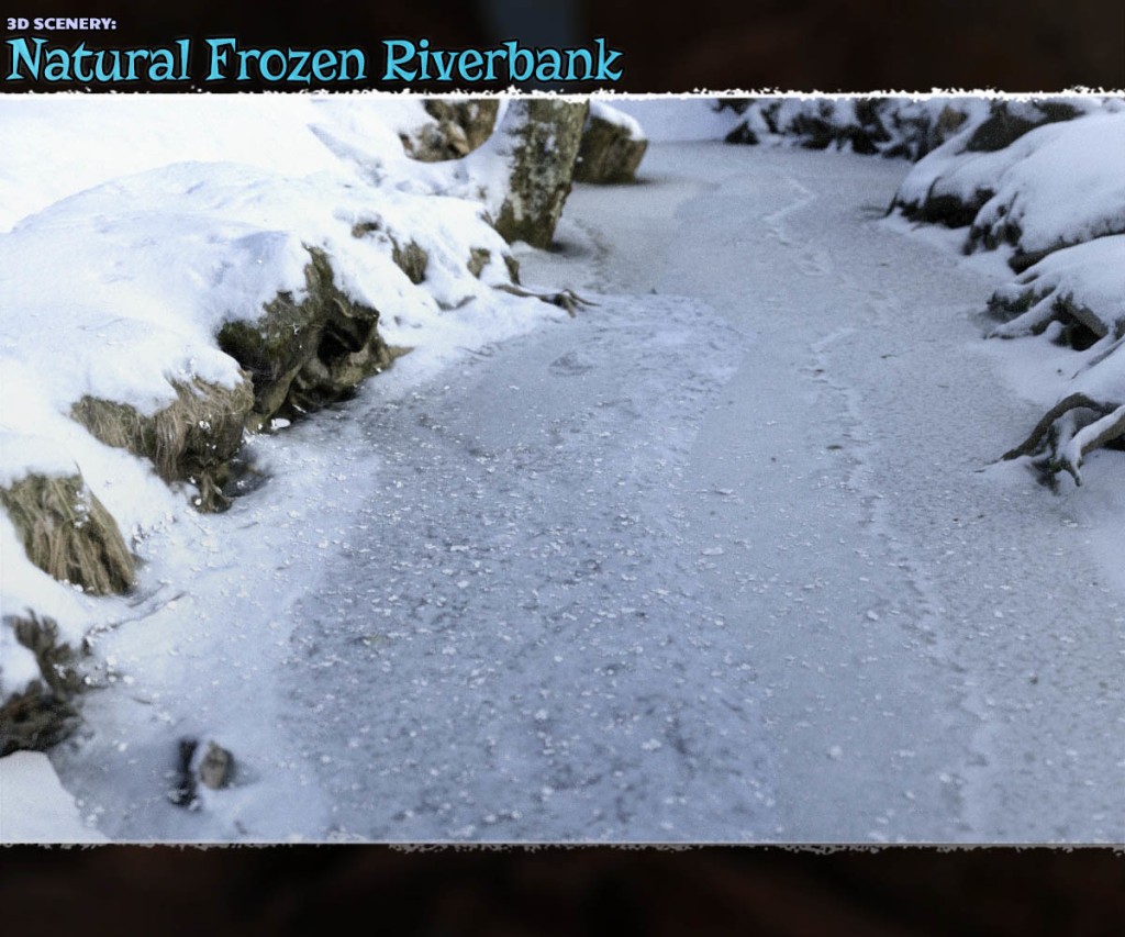 3D Scenery: Frozen Natural Riverbank