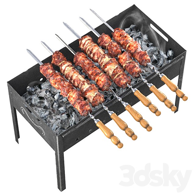 Shish kebab on the grill