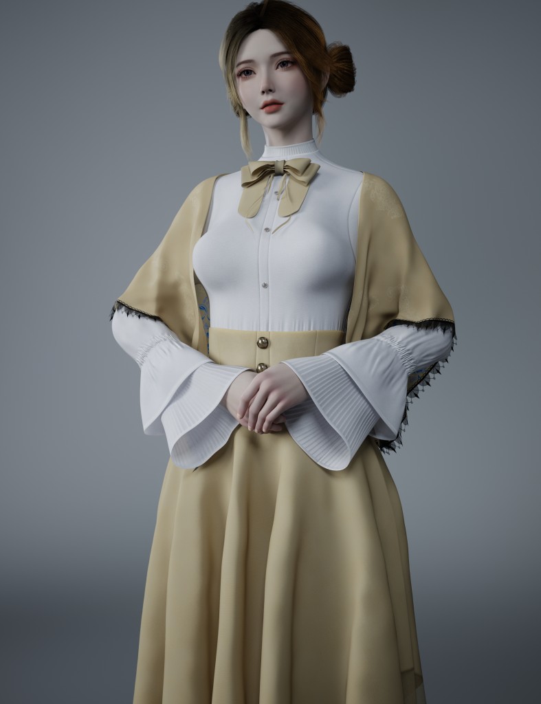 dForce Vintage Style Irregular Skirts And Shawls Outfit for Genesis 9