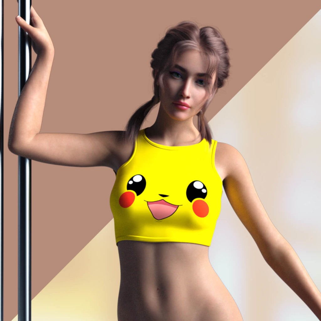 RQL-dForce Kawaii Crop Top with Pokemon Texture G8F &