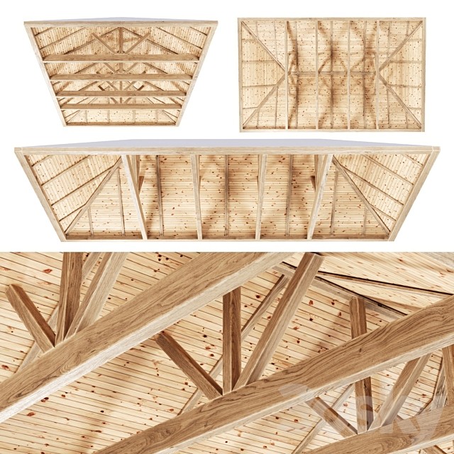 Wooden Ceiling V9 / Wooden Ceiling with Beams