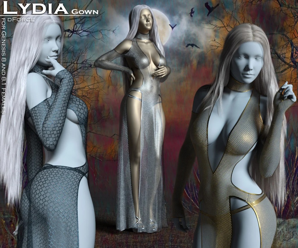 Lydia Gown for Genesis 8 and 8.1 Females AND InStyle (custom bundle)