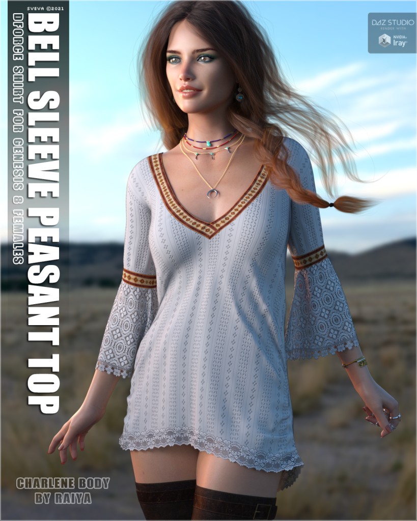 dForce Bell Sleeve Peasant Top G8F