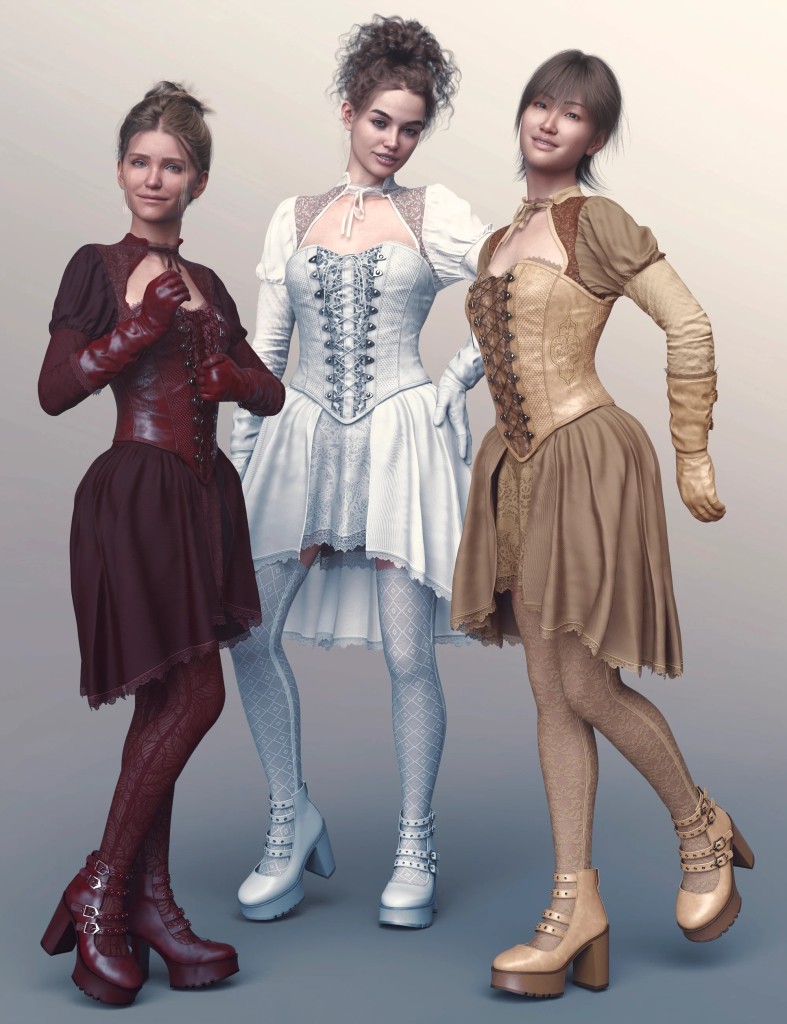 dForce Gothic Style Outfit for Genesis 9 Texture Add-On
