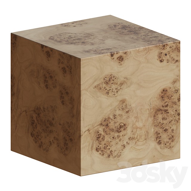 Burl Cube Side Table