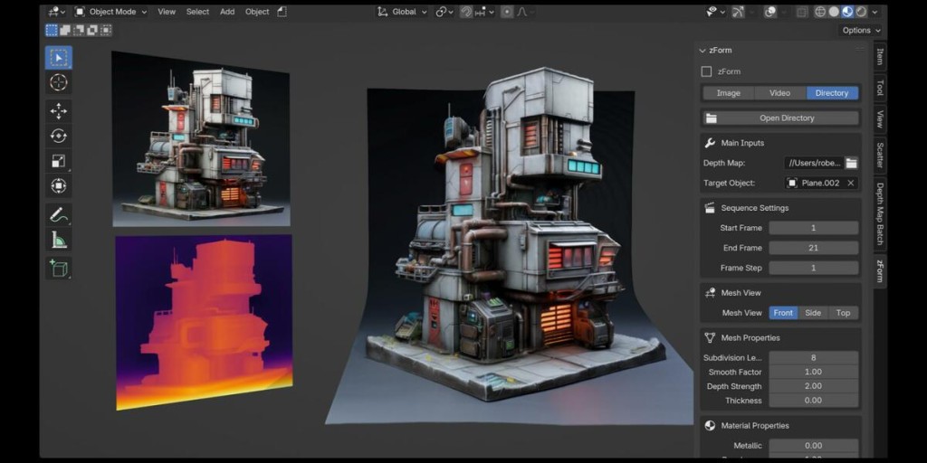 Zform - Transform Depth Maps And Images To 3D Mesh