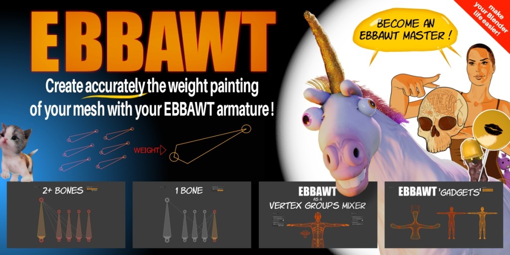 Ebbawt - Accurate Weight Painting With Armature - Blender Add-On (Rigging)