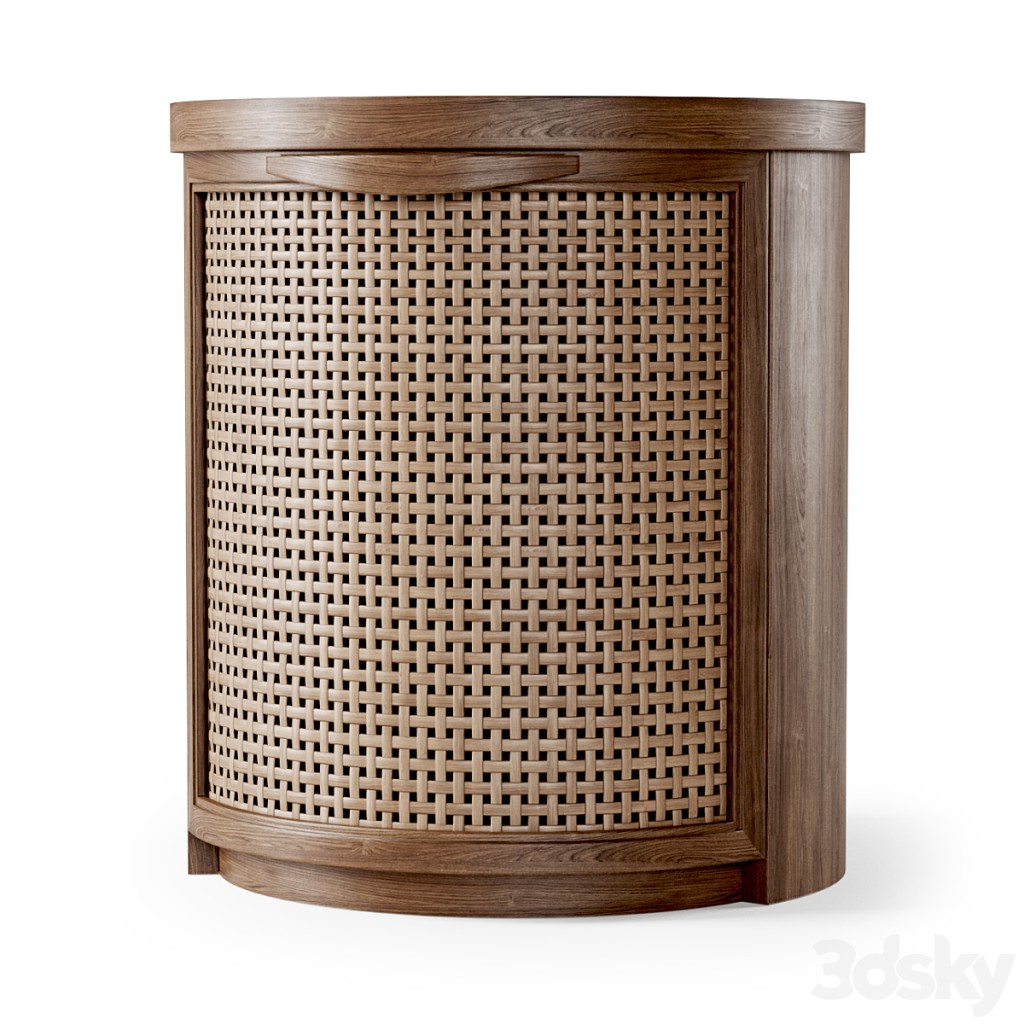 Wooden side table / Rattan bedside table