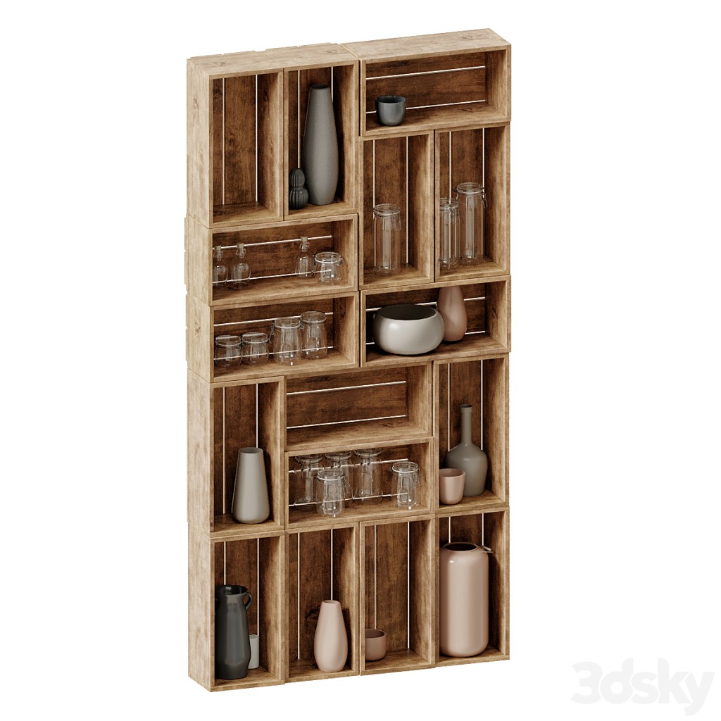 Set wooden shelves №4