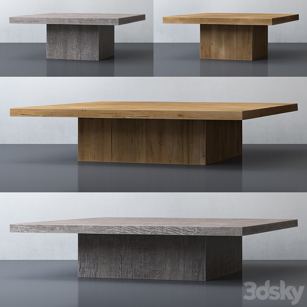 RECLAIMED RUSSIAN OAK PLINTH SQUARE COFFEE TABLE