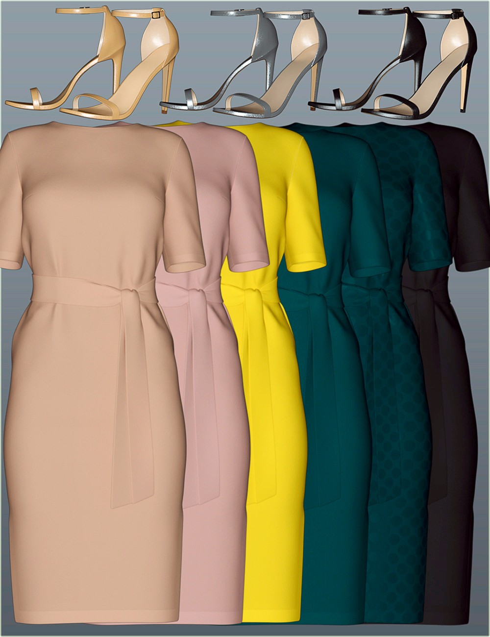 dForce H&C Belted Dress Outfit for Genesis 8 Female(s)
