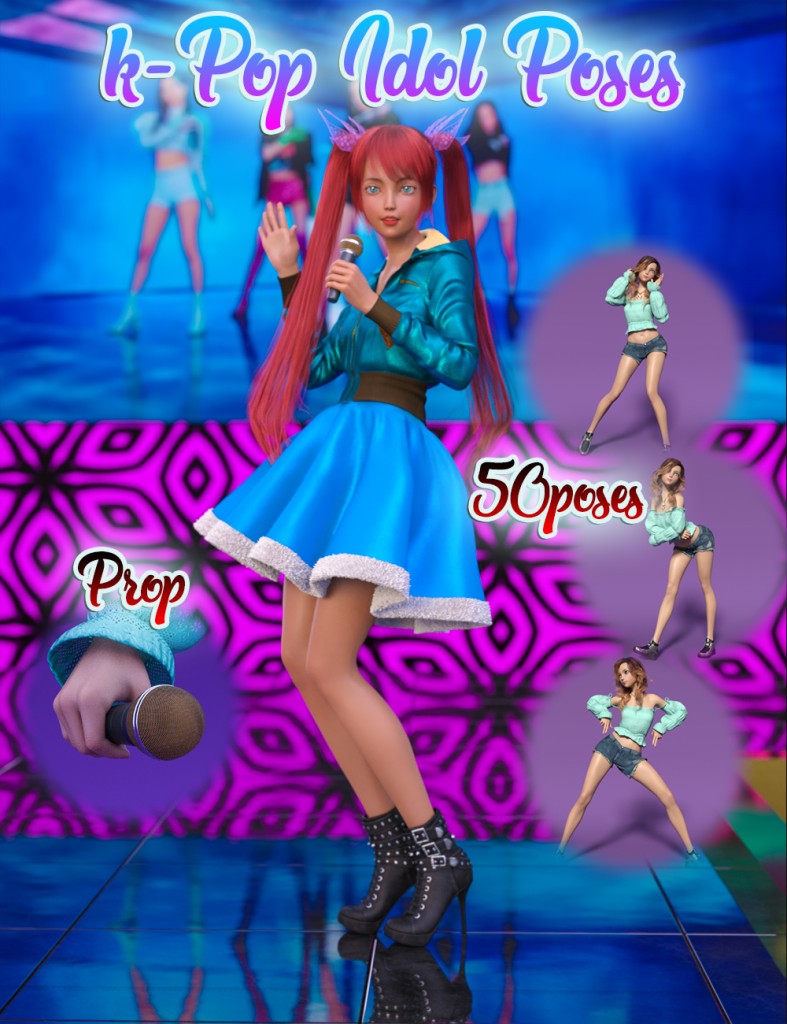 S3D k-Pop Idol Poses for Kanade 8 and Genesis 8 Female(s)